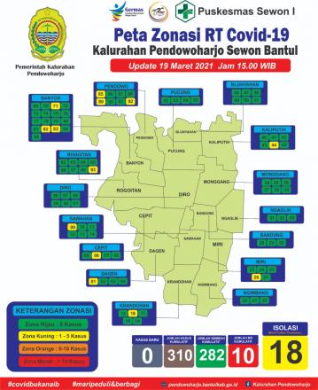 Peta Zonasi RT di Pendowoharjo per 19 Maret 2021