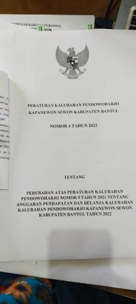 Pengundangan Perubahan APB Kal Pendowoharjo TA 2022